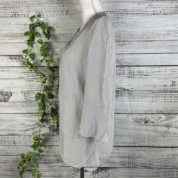 Jones New York Tunic Blouse sz Small Black White Striped Sailor Nautical Cruise - Picture 9 of 12